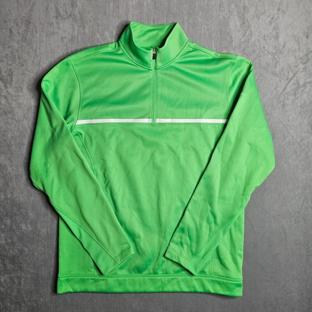 Nike Golf Sweatshirt Mens Medium Green Tour Performance 1/4 Zip Fleece Lined